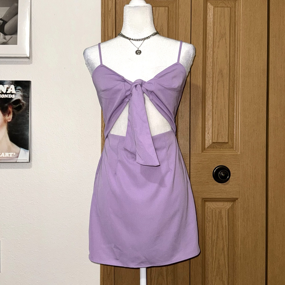 Tobi‎ Mini Dress Womens S Purple Tie Front Adjustable Spaghetti Straps Coquette